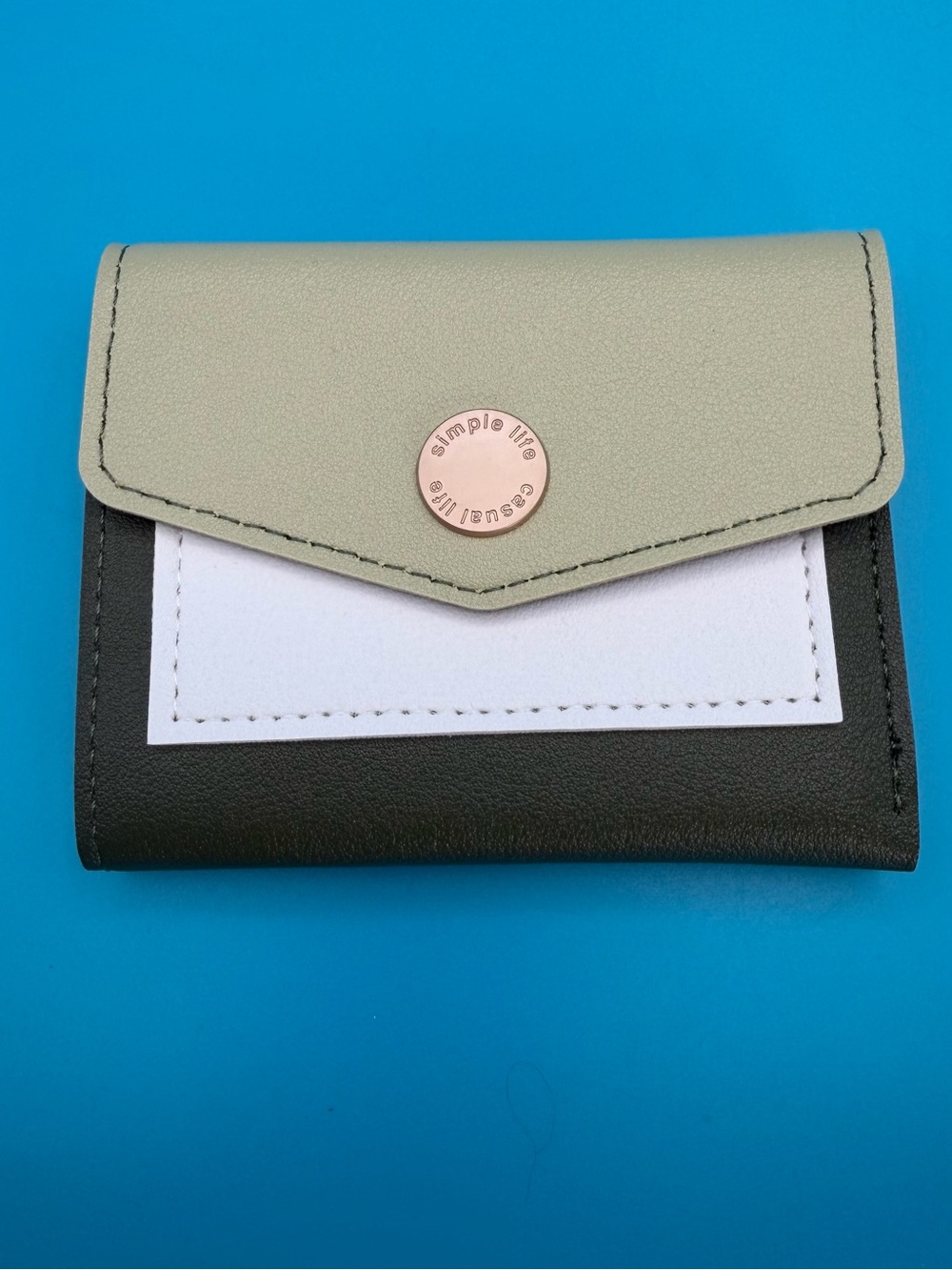 Simple Life Tricolor Women's Cardholder Wallet - Sage, White & Black